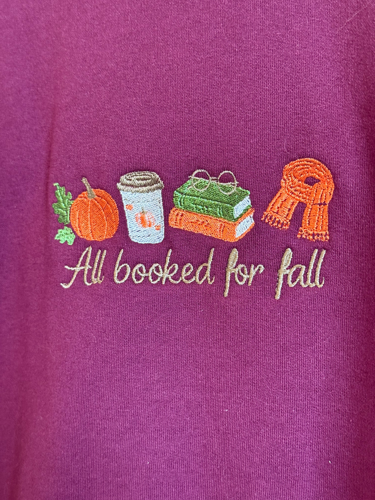 All Booked for Fall Embroidered Crewneck