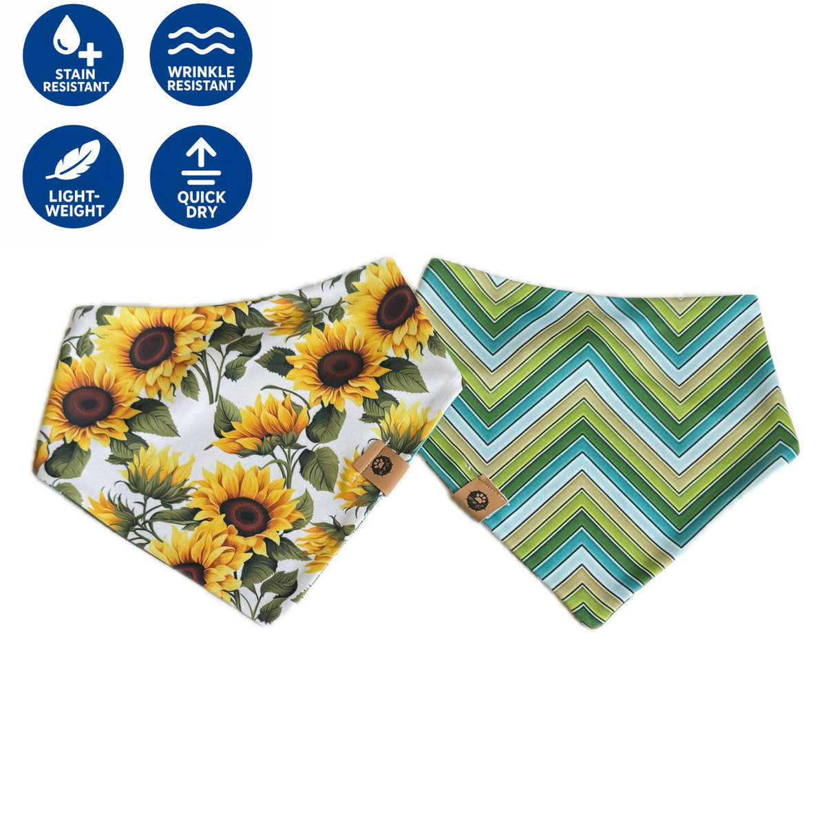 Sunflower and Chevron Reversible Wanderproof Bandana