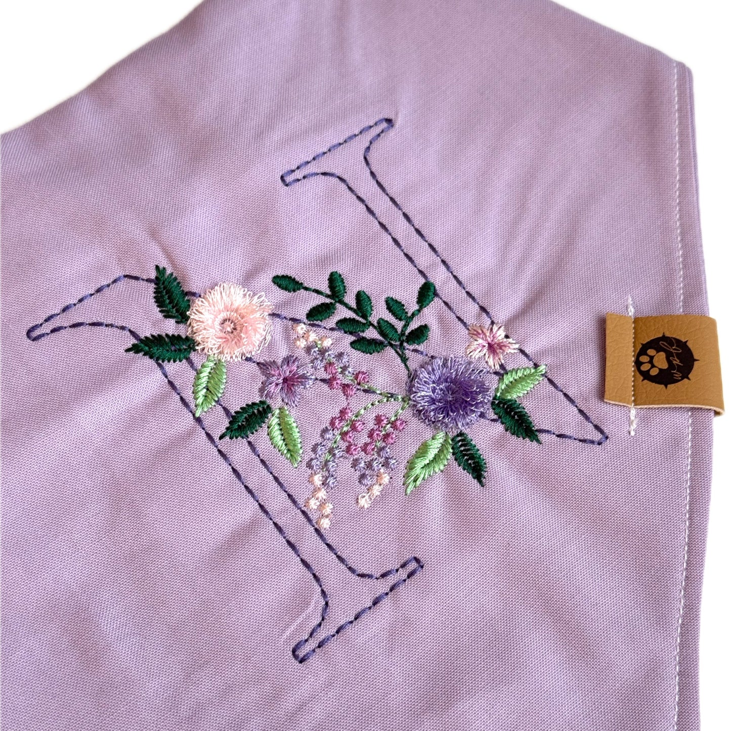 Flower Initial Custom Embroidered Bandana (read description)