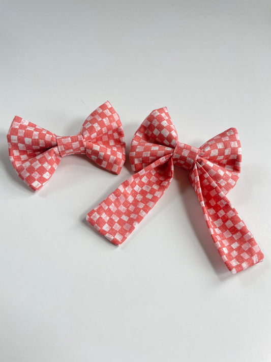 Pink Check Bow