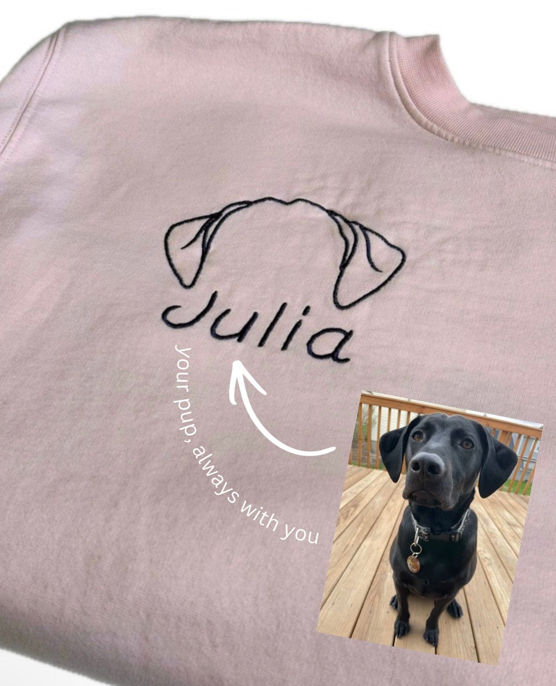 Dog Ears Custom Embroidered Crewneck or T-Shirt