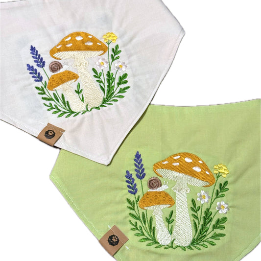 Mushroom Floral Custom Embroidered Bandana (read description)