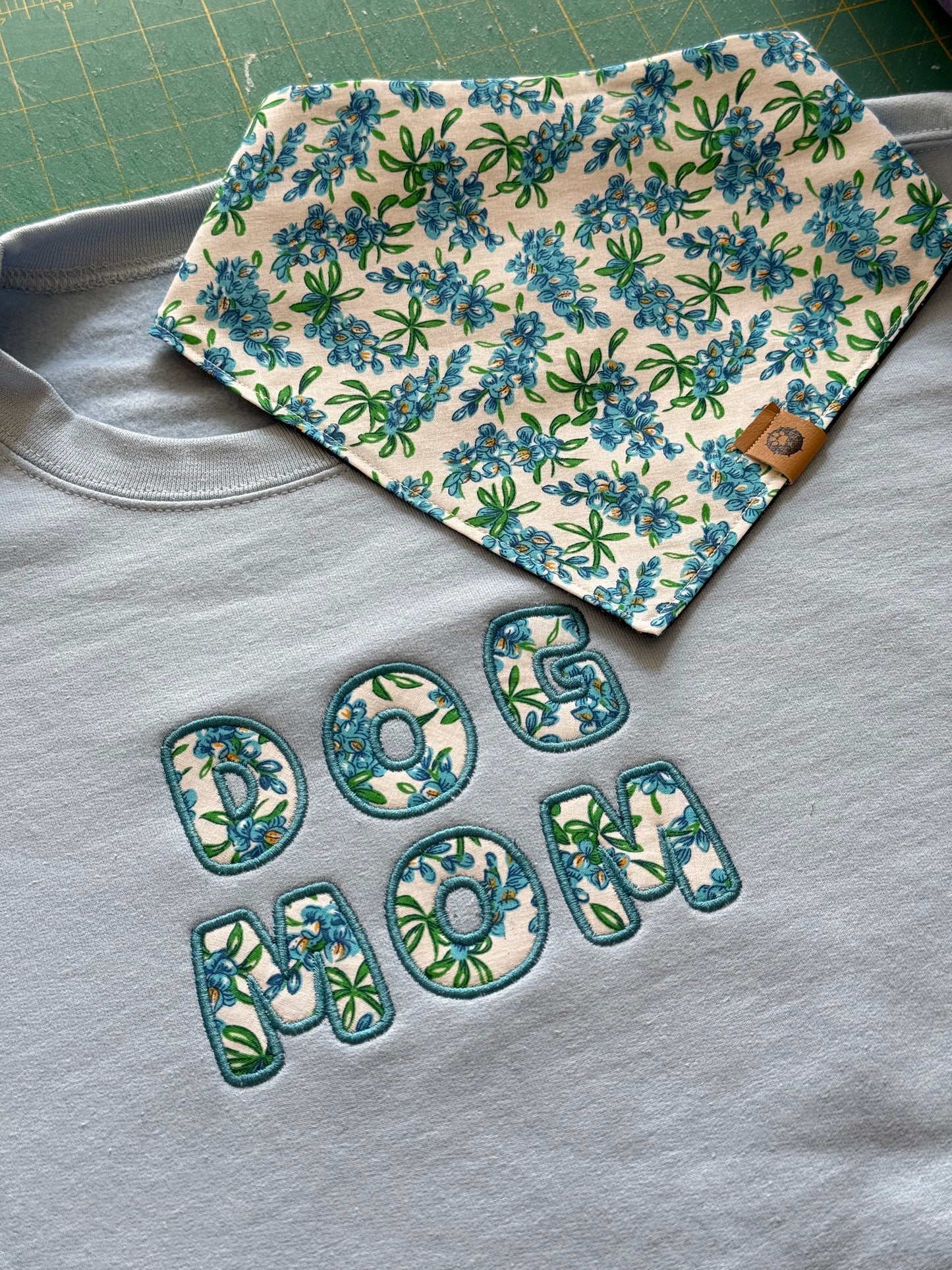Dog Mom Blue Bonnet Appliqué