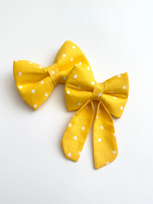 Yellow Polka Dot Bow