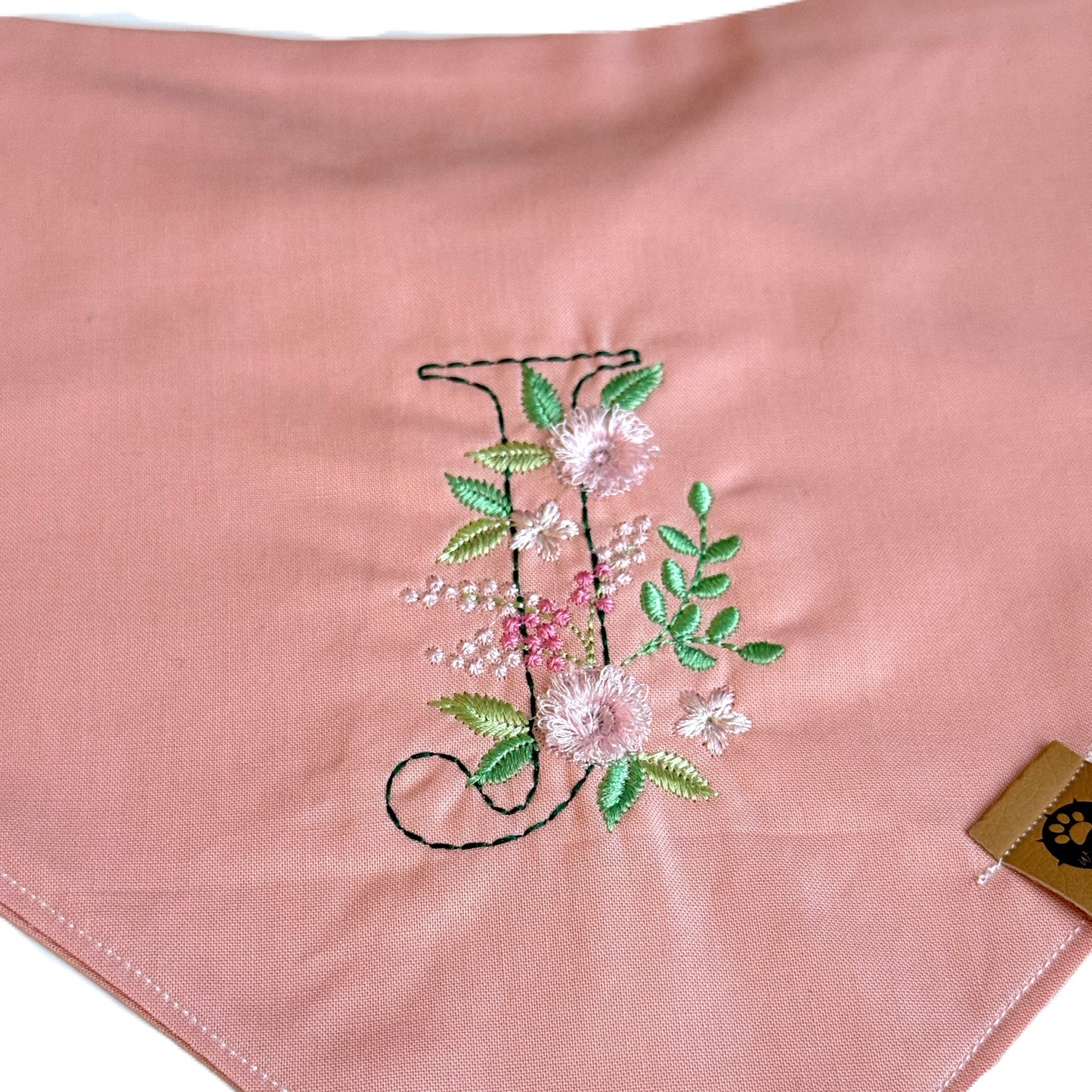 Flower Initial Custom Embroidered Bandana (read description)