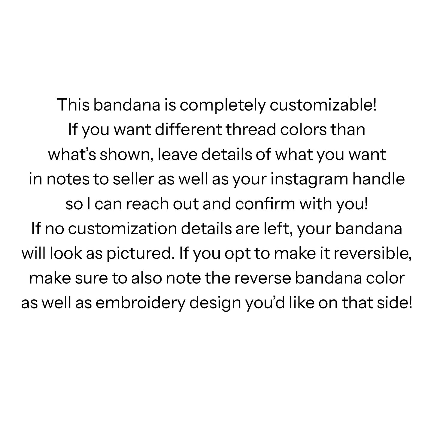 Wildflower Custom Embroidered Bandana (read description)