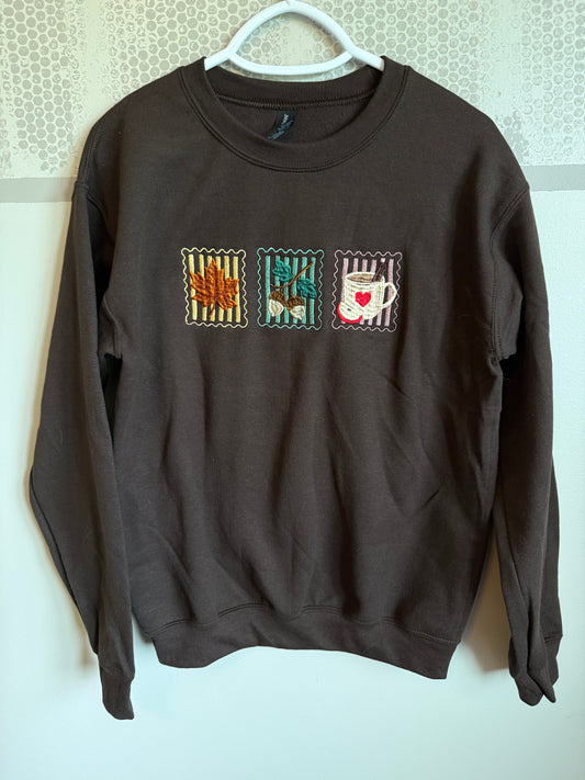 Fall Stamps Embroidered Crewneck