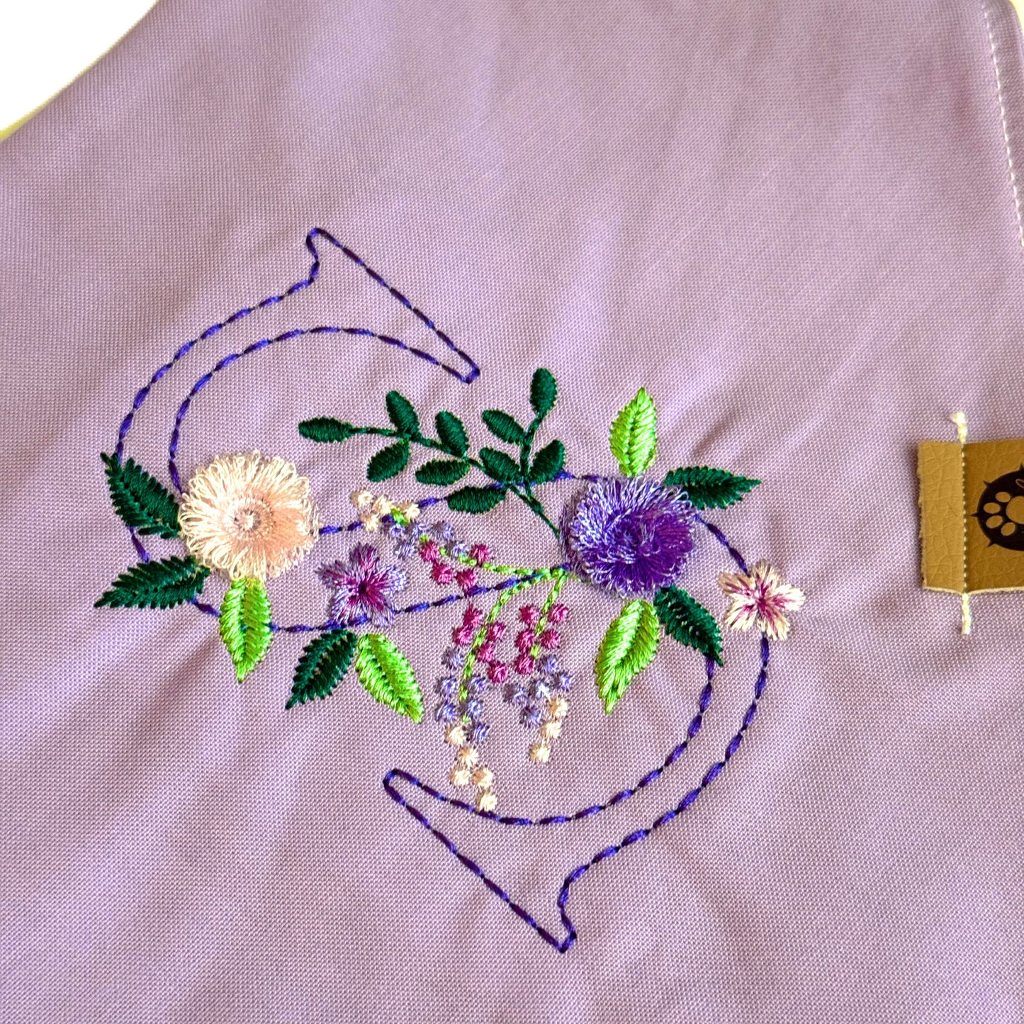 Flower Initial Custom Embroidered Bandana (read description)
