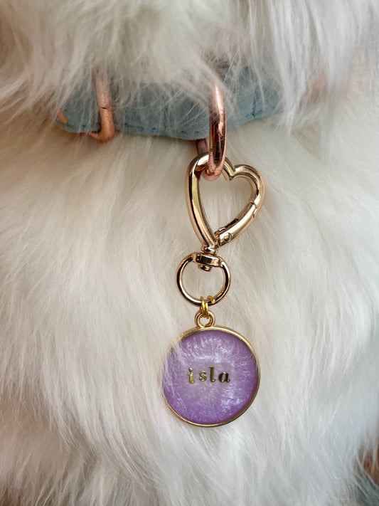 Lavender Dreams Resin Dog Name Tag