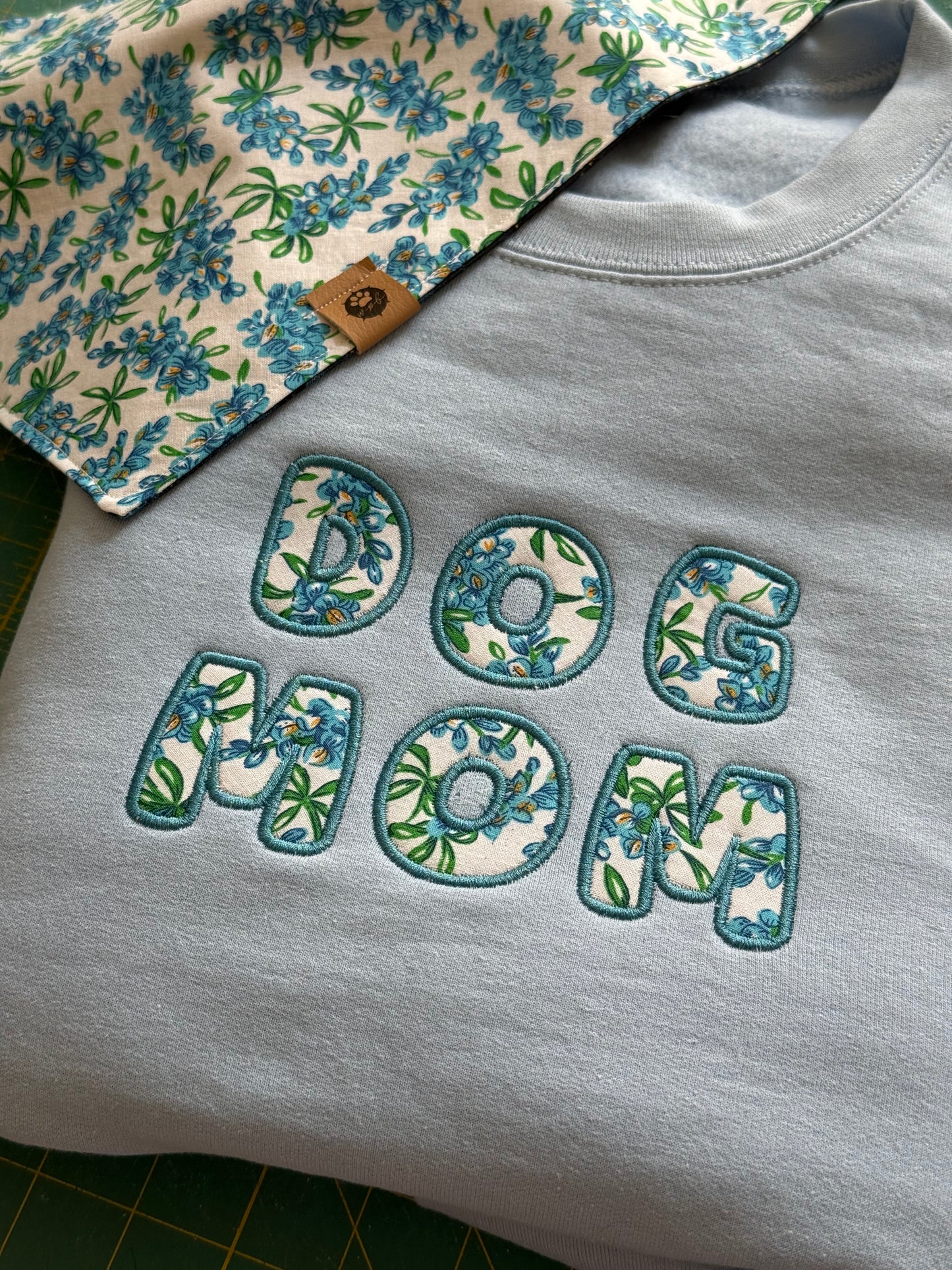 Dog Mom Blue Bonnet Appliqué