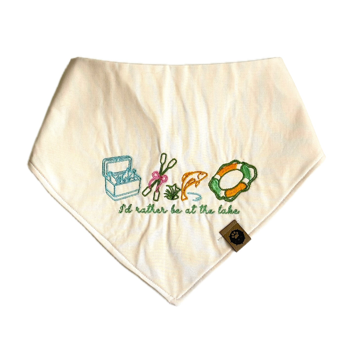 I’d Rather be at the Lake Custom Embroidered Bandana (read description)
