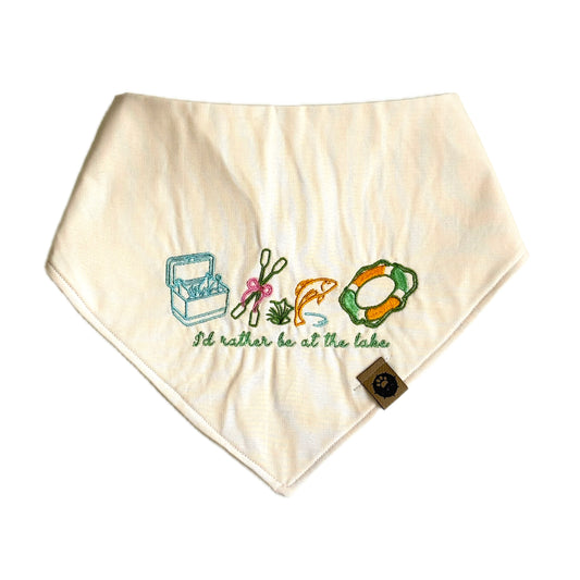 I’d Rather be at the Lake Custom Embroidered Bandana (read description)