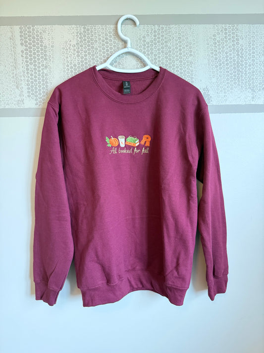 All Booked for Fall Embroidered Crewneck