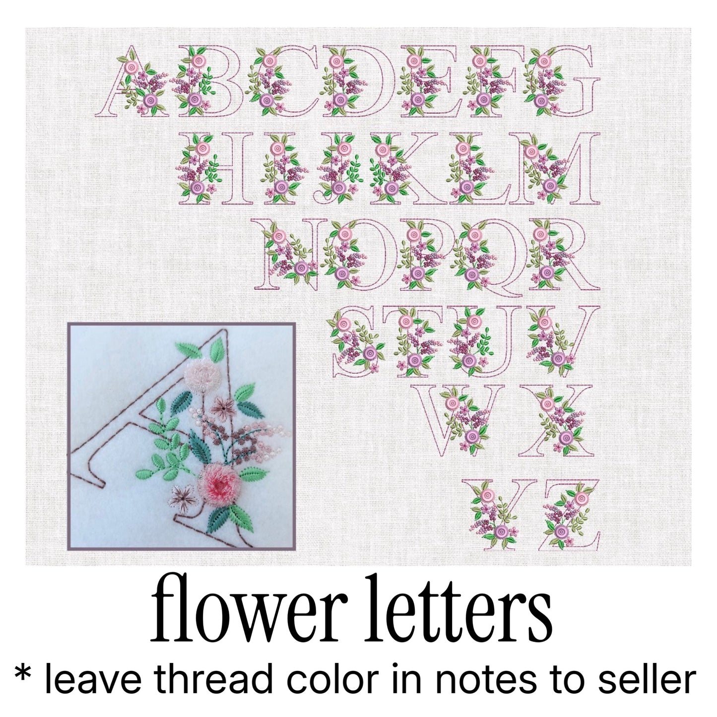 Flower Initial Custom Embroidered Bandana (read description)