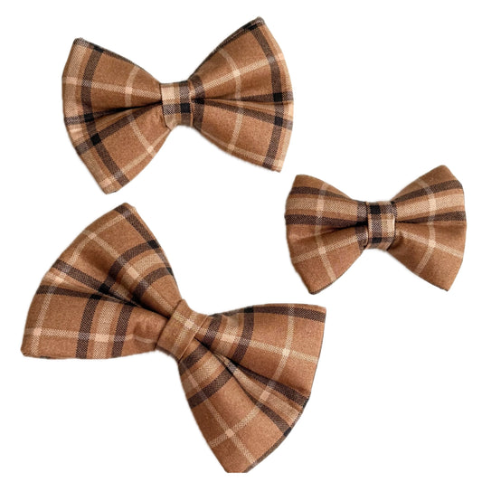 Brown Plaid Bow