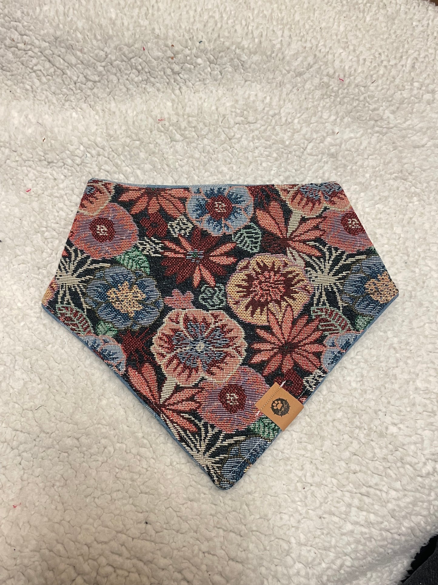 Denim Flowers Reversible Bandana