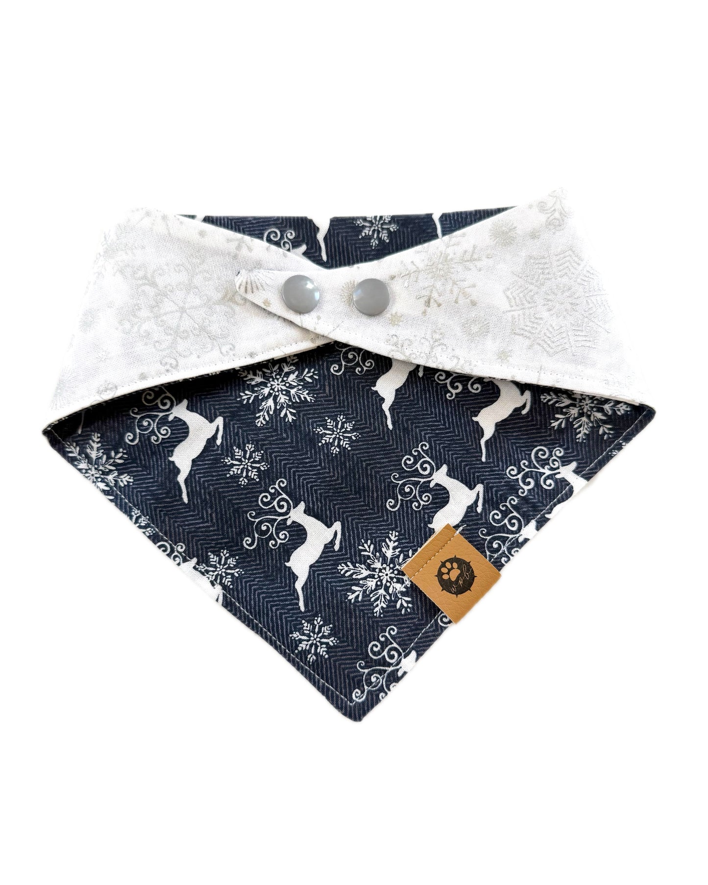 Snowy Reindeer Reversible Bandana
