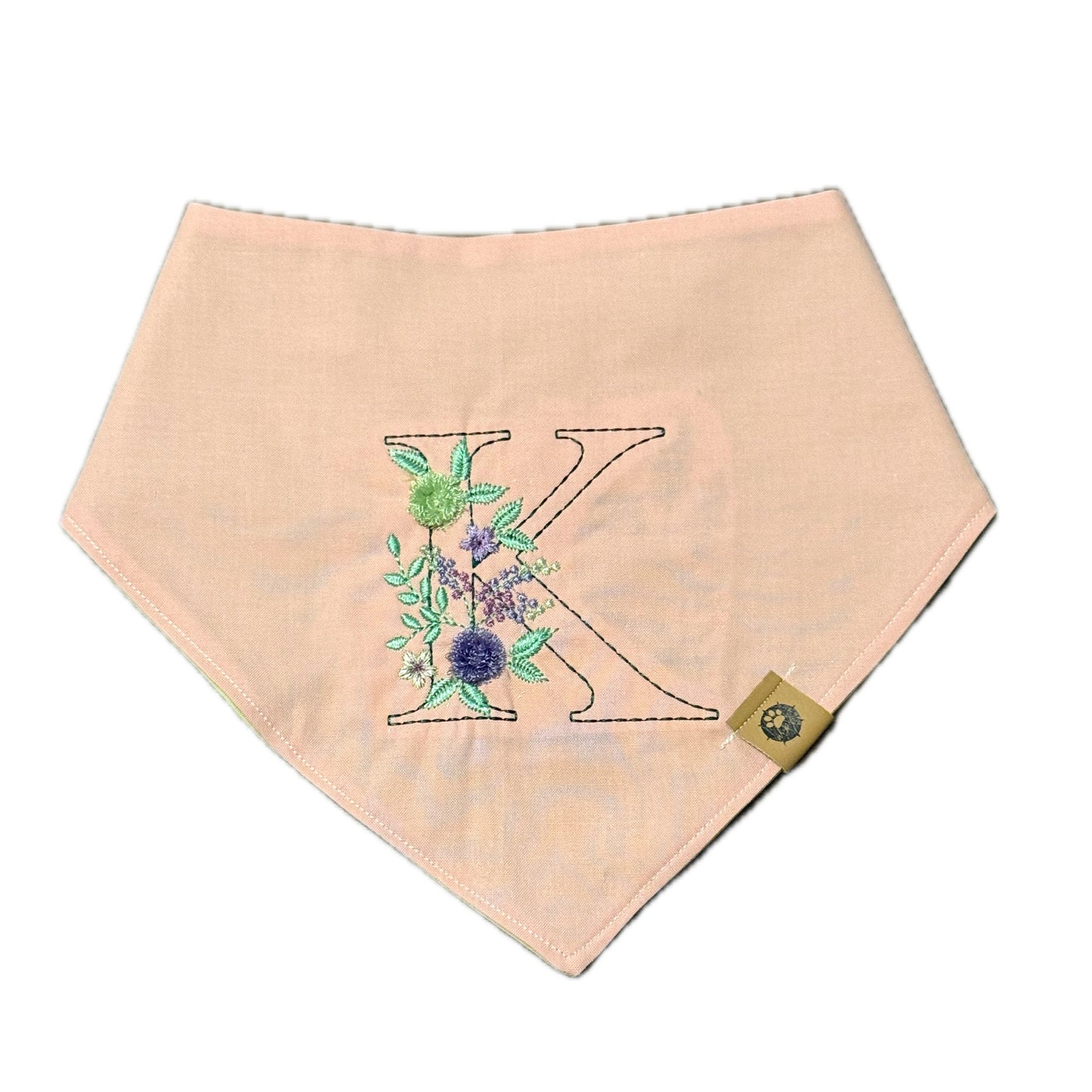 Flower Initial Custom Embroidered Bandana (read description)