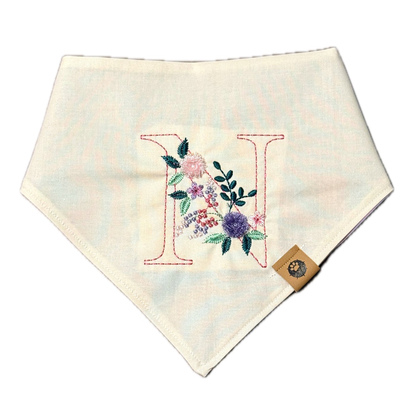 Flower Initial Custom Embroidered Bandana (read description)