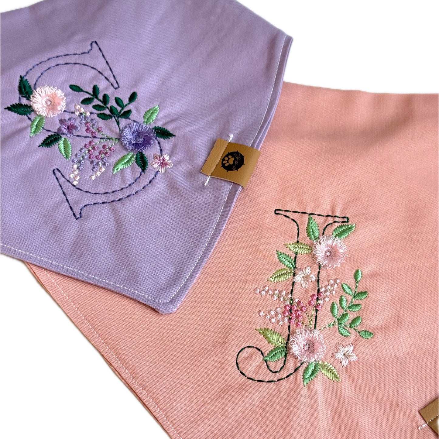 Flower Initial Custom Embroidered Bandana (read description)