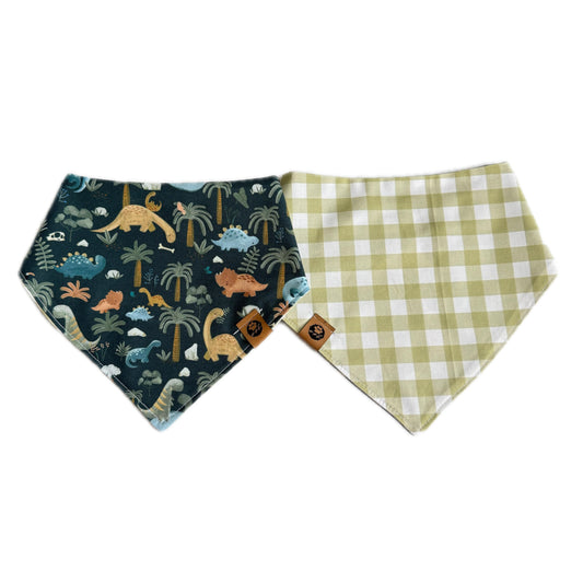 Dinos & Gingham Reversible Cotton Bandana