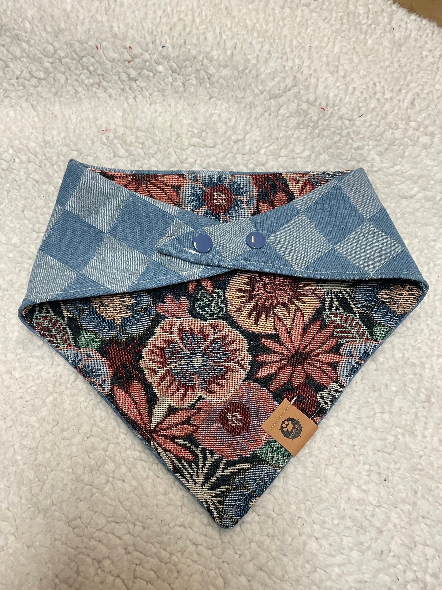 Denim Flowers Reversible Bandana