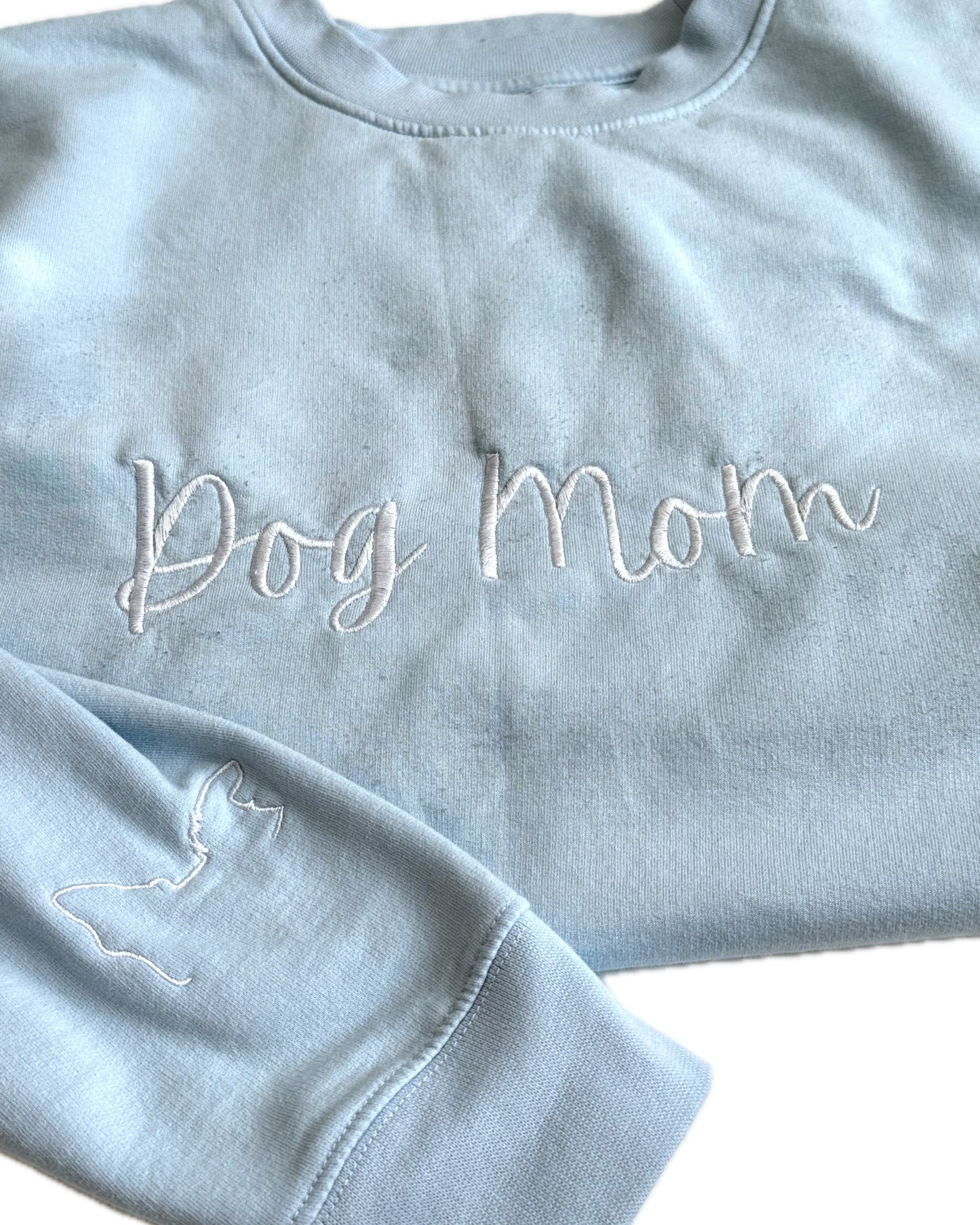 Dog Mom Custom Embroidered Crewneck or T-Shirt