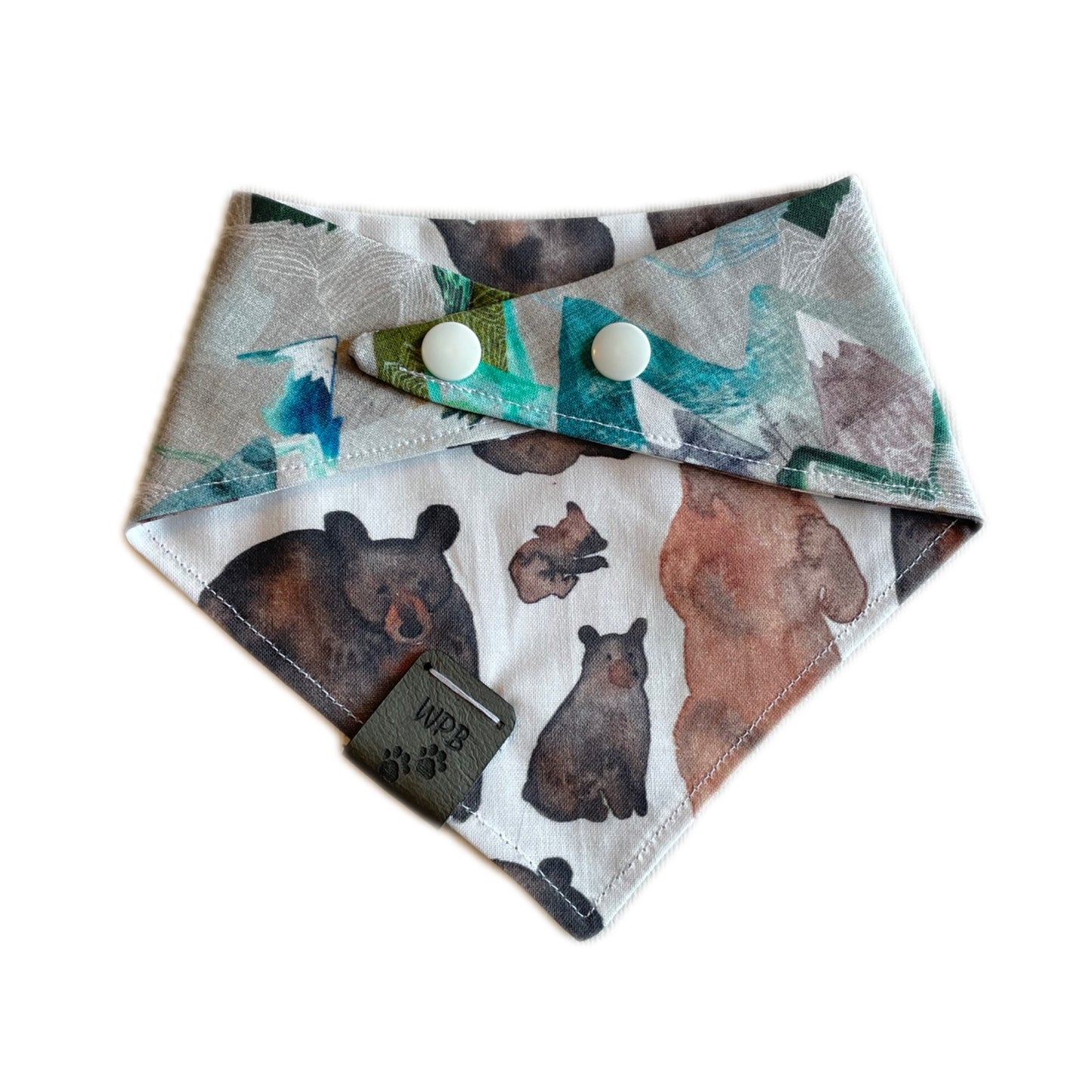 Beary Peaks Reversible Snap On Pet Bandana