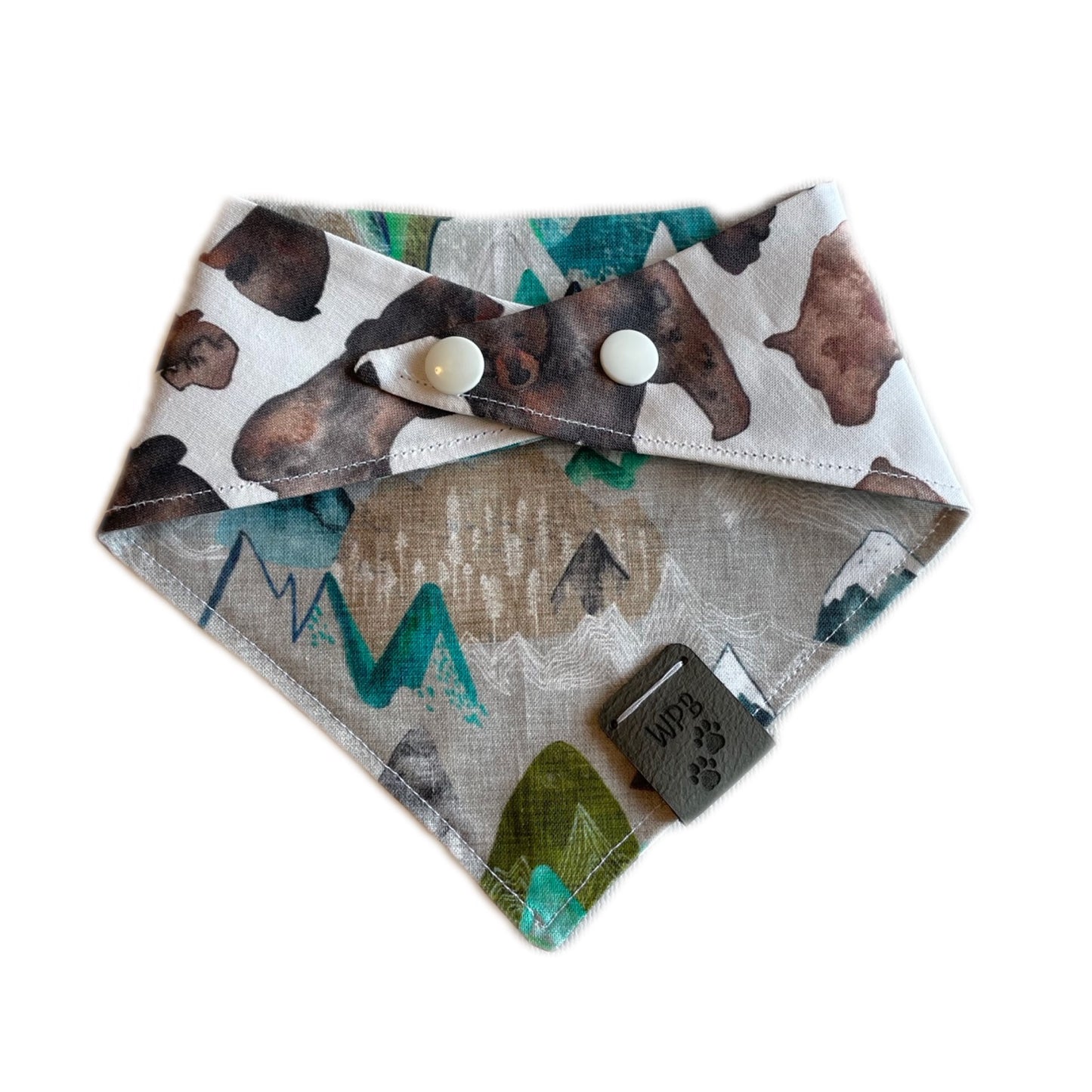 Beary Peaks Reversible Snap On Pet Bandana